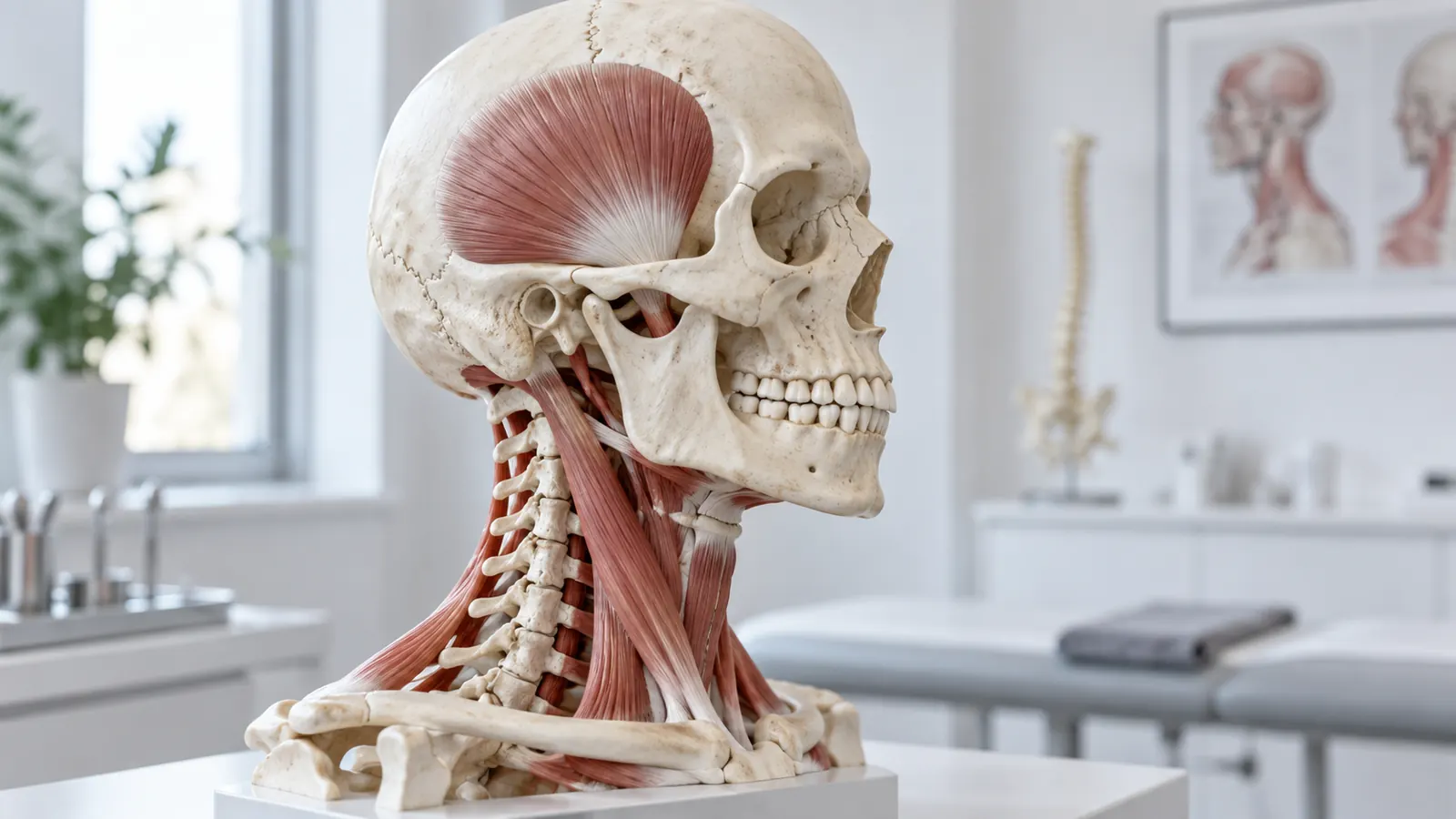 Anatomische Darstellung von Kopf, Nacken und Halswirbelsäule bei Kopfschmerzen